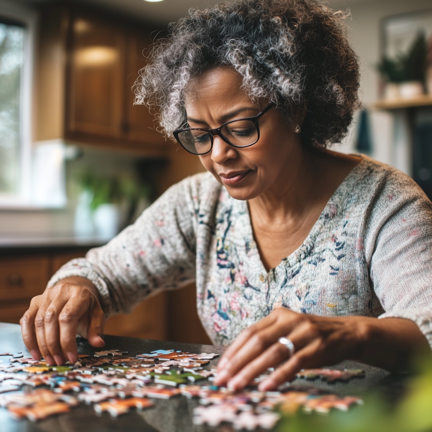 A person doing a puzzle