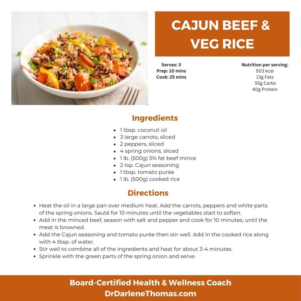 A recipe for cajun beef and veg rice