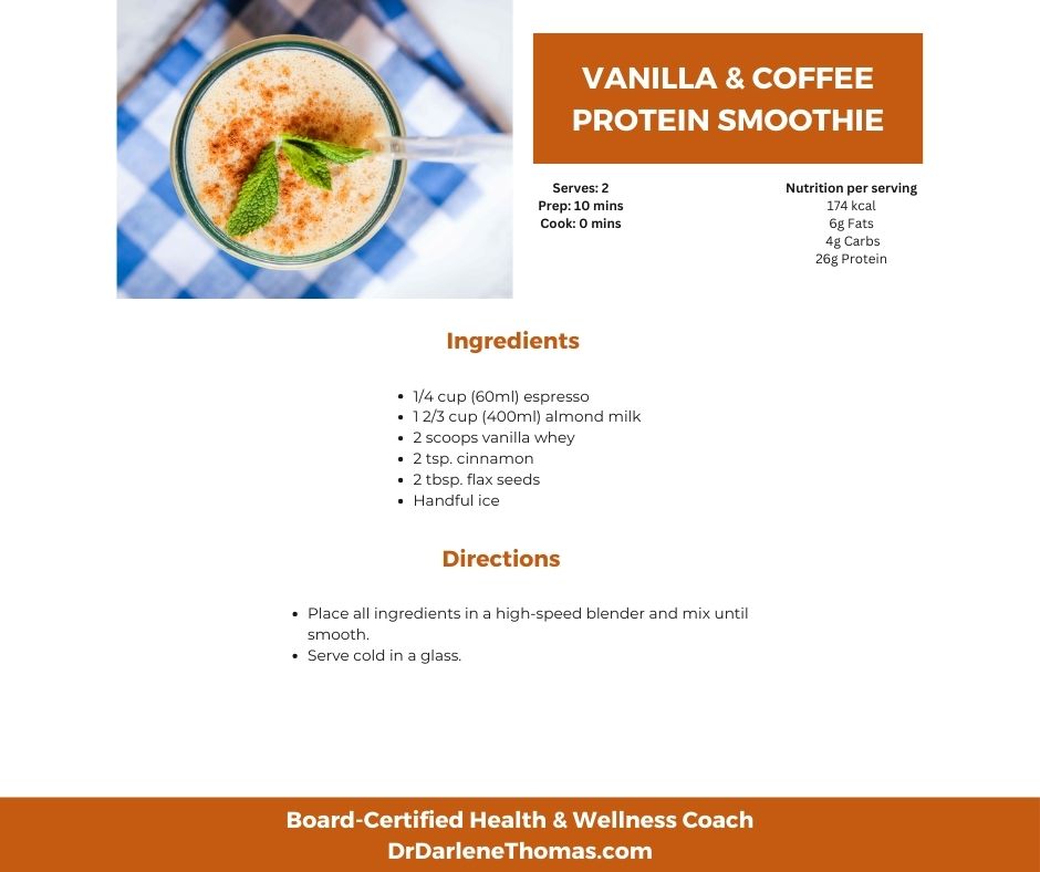 A recipe for a vanilla and coffee protein smoothie